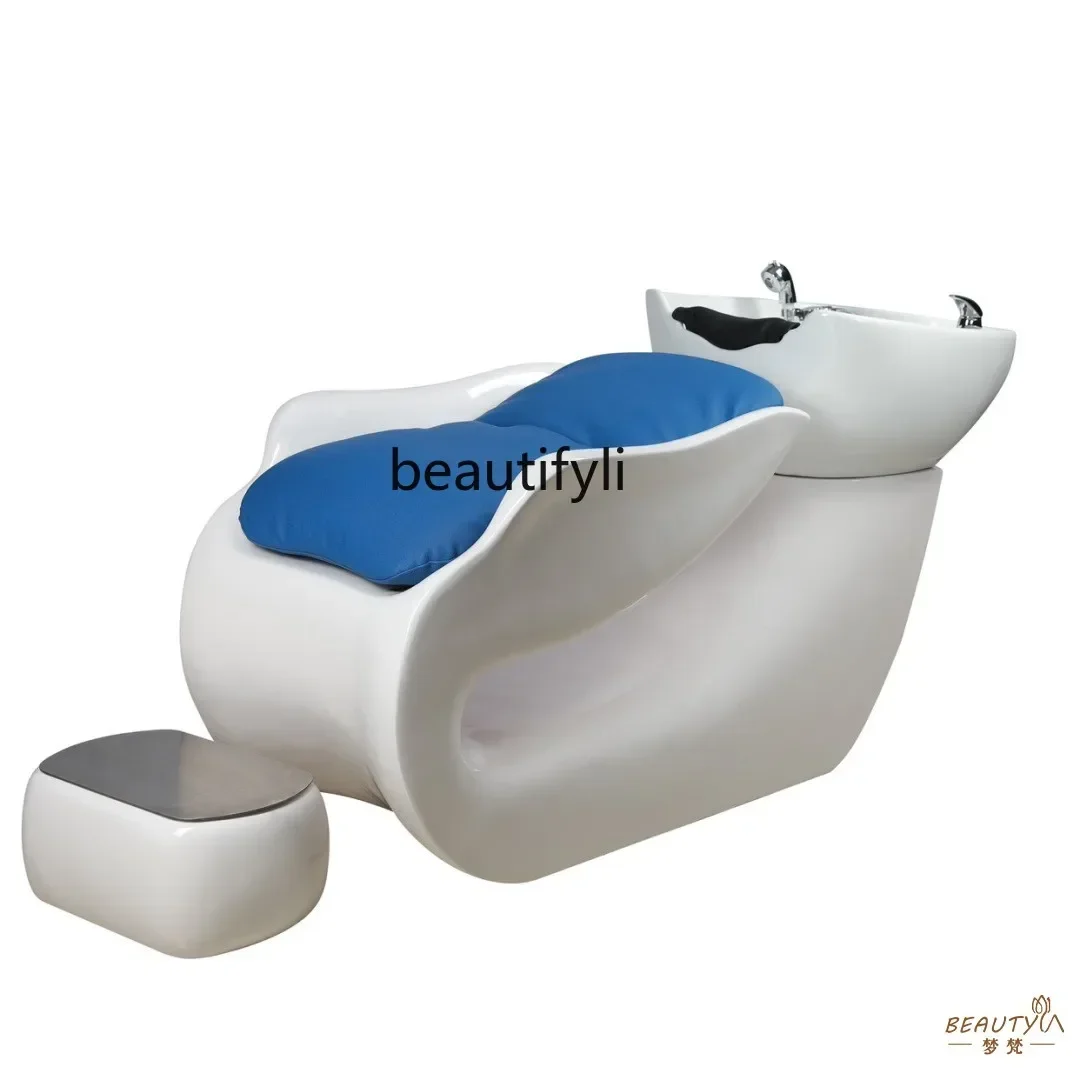 Fashion Shop Barber Shop Shampoo Chair Hair Salon Ceramic Basin Hair Salon Lying Half Flushing Bed