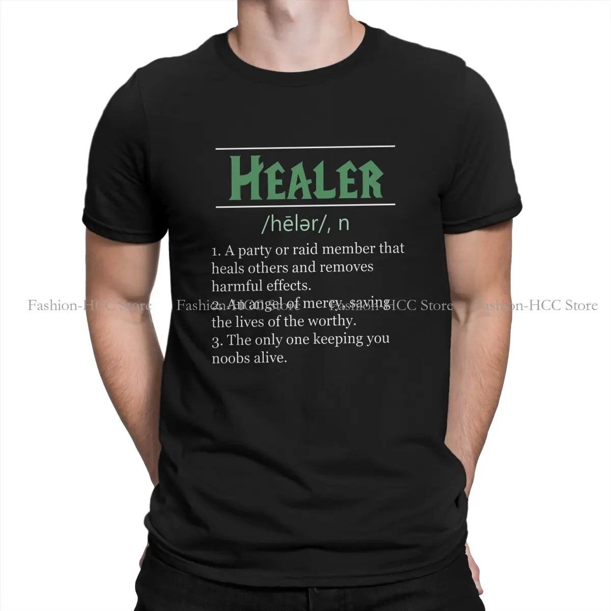 Definition of Healer Essential Round Collar TShirt World of Warcraft Role-playing Game Basic Polyester T Shirt Man\'s Tops