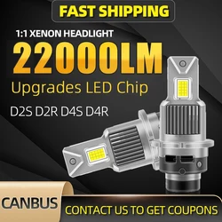 2Pcs 120000LM LED D2S D4S Car Headlights D2R D4R Bulbs with Canbus CSP 6000K White Light Upgrade Chip High Bright 1:1 HID Lamp