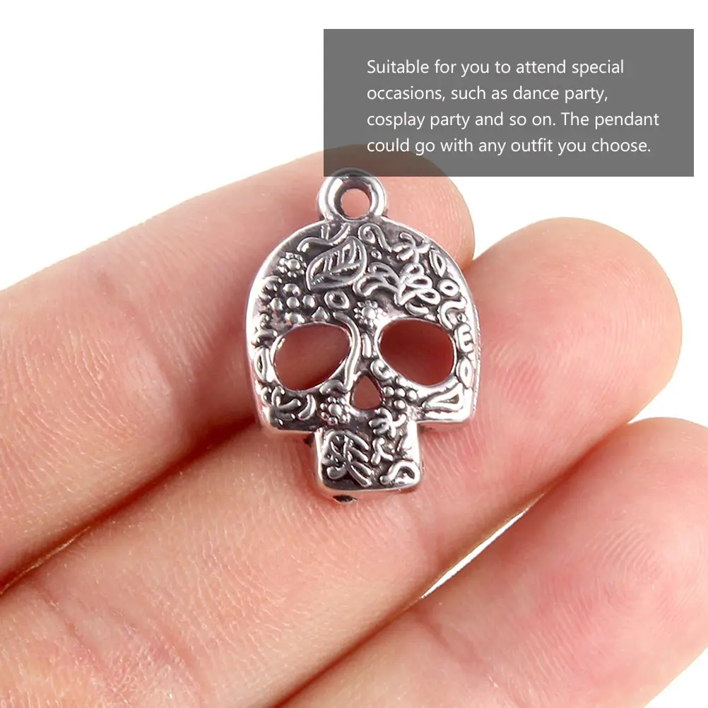 20-teiliger Totenkopf-Anhänger, zarter Schmuck, Halloween, hochglanzpoliertes Zubehör-Design, Legierung, glatte Oberfläche, Punk-Mode