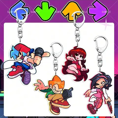 FNF keychain，Friday Night Funkin' ，GF，BF，Pico，Nene，Cute Cartoon Character Key Ring, Anime keychain，Bag pendent，Car charm，Gift