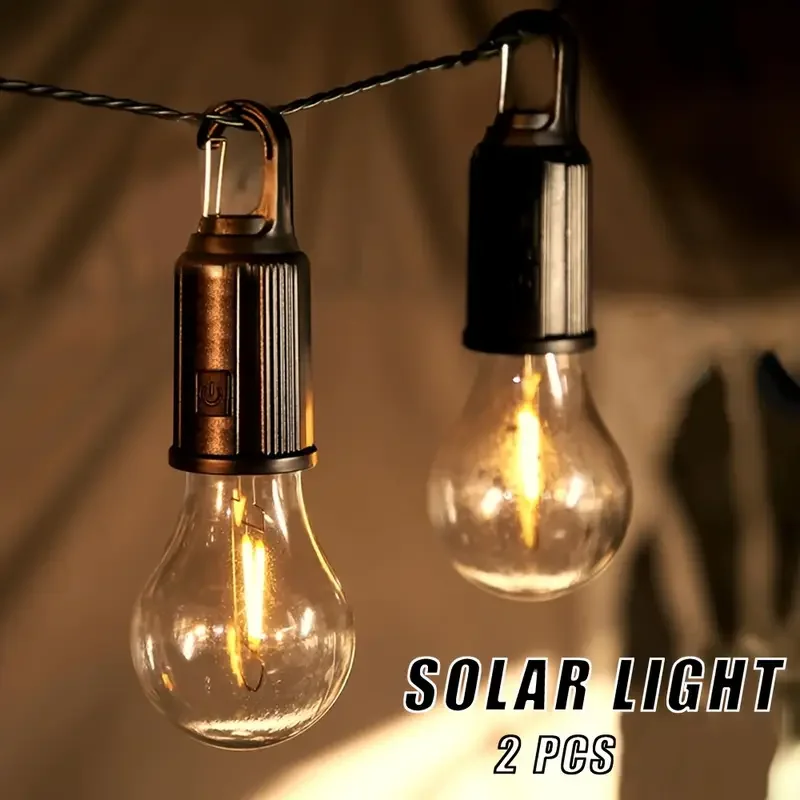 

1/2 солнечная лампа, теплый свет, портативный светильник с двойной нитью и тремя уровнями регулировки яркости для кемпинговой палатки