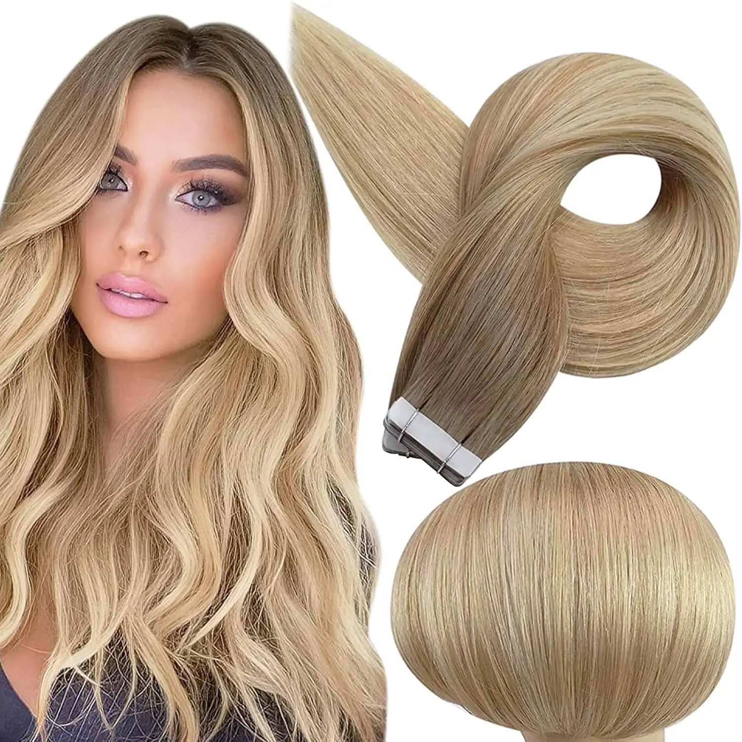 

Ultra Thin 1.2mm Tape In Extensions 100% Malaysian Human Hair Remy 20 Strips For Easy DIY Application At Home Invisible Lay Flat