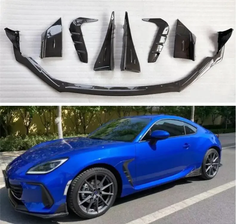 

CARBON FIBER Front Bumper Lip Splitters Cup Flaps Side Body Skirt Kit Cover For Subaru BRZ ZD8 Toyota GR86 ZN8 2021 2022 2023