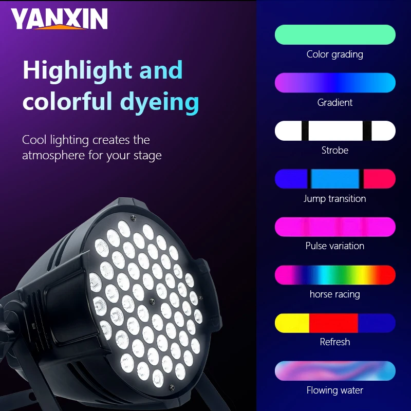 54x3W LED Par Light Dj Lights for Parties Full Color & Colorful DMX512 Sound Activated Stage Light for Bar KTV Wedding Events