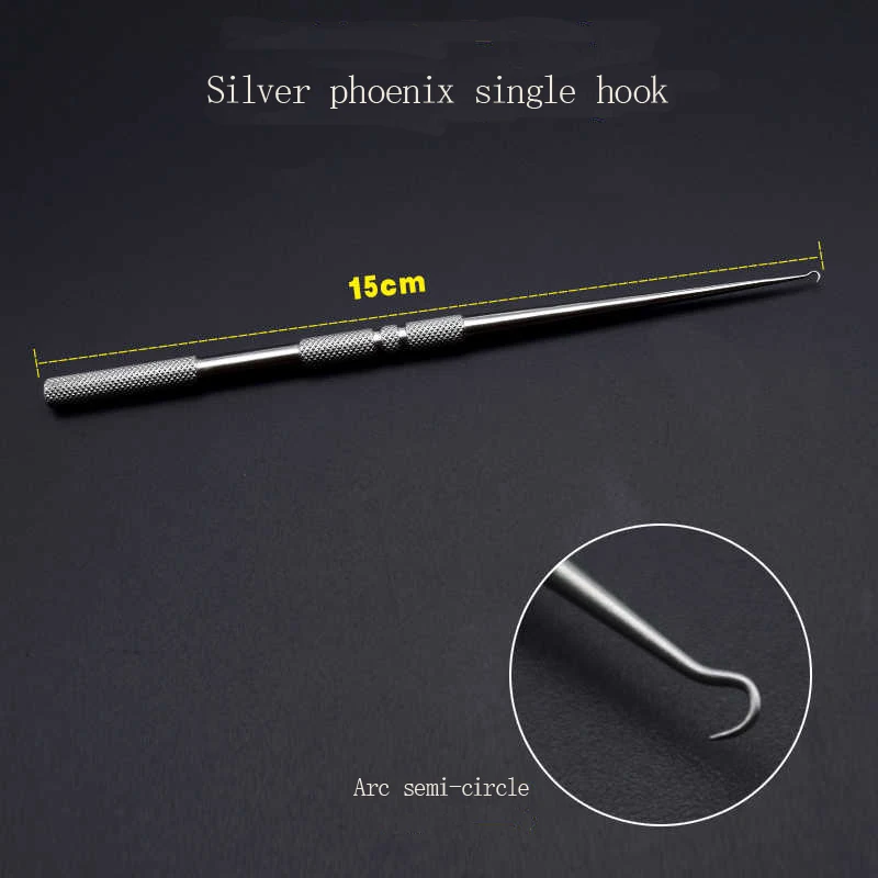 Thread carving skin hooking, silver phoenix single hook thread picking tool, double eyelid question mark single tooth hooking