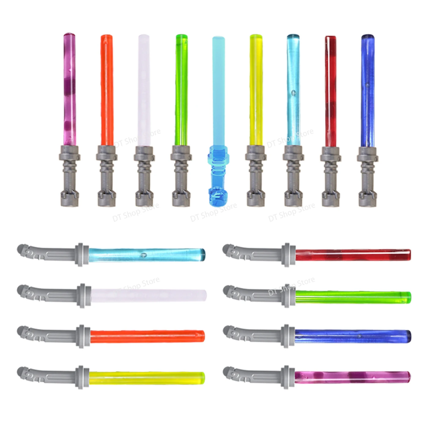 

10PCS Lightsaber Transparent Handle Laser Sword MOC Weapon Building Block Parts Accessories Figures Kids for Toy PJB349-PJ365