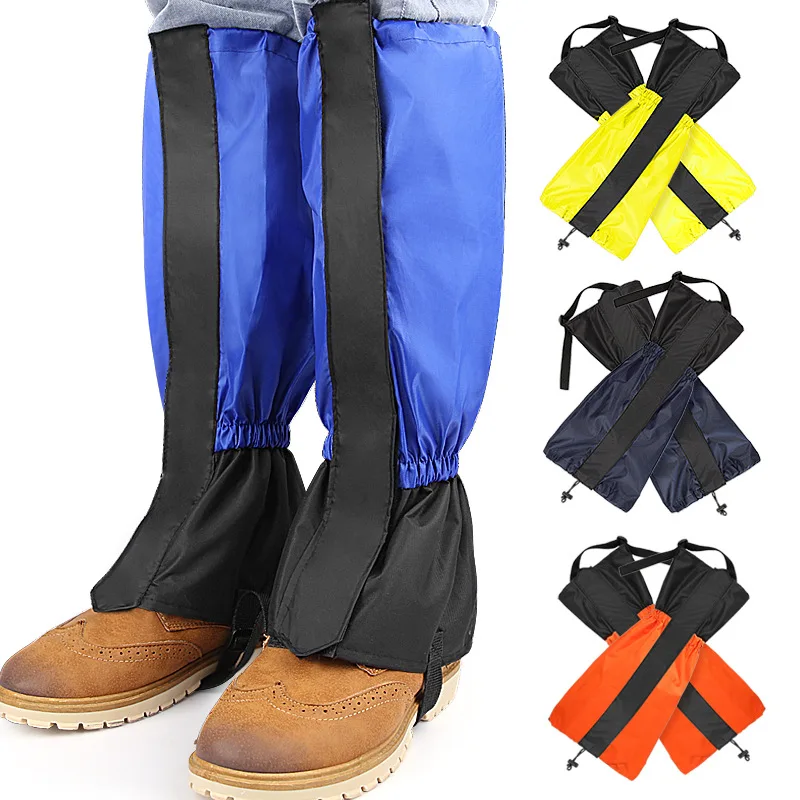 

Extended outdoor multifunctional hiking and skiing leg guards with adjustable ankle straps and shoe covers
