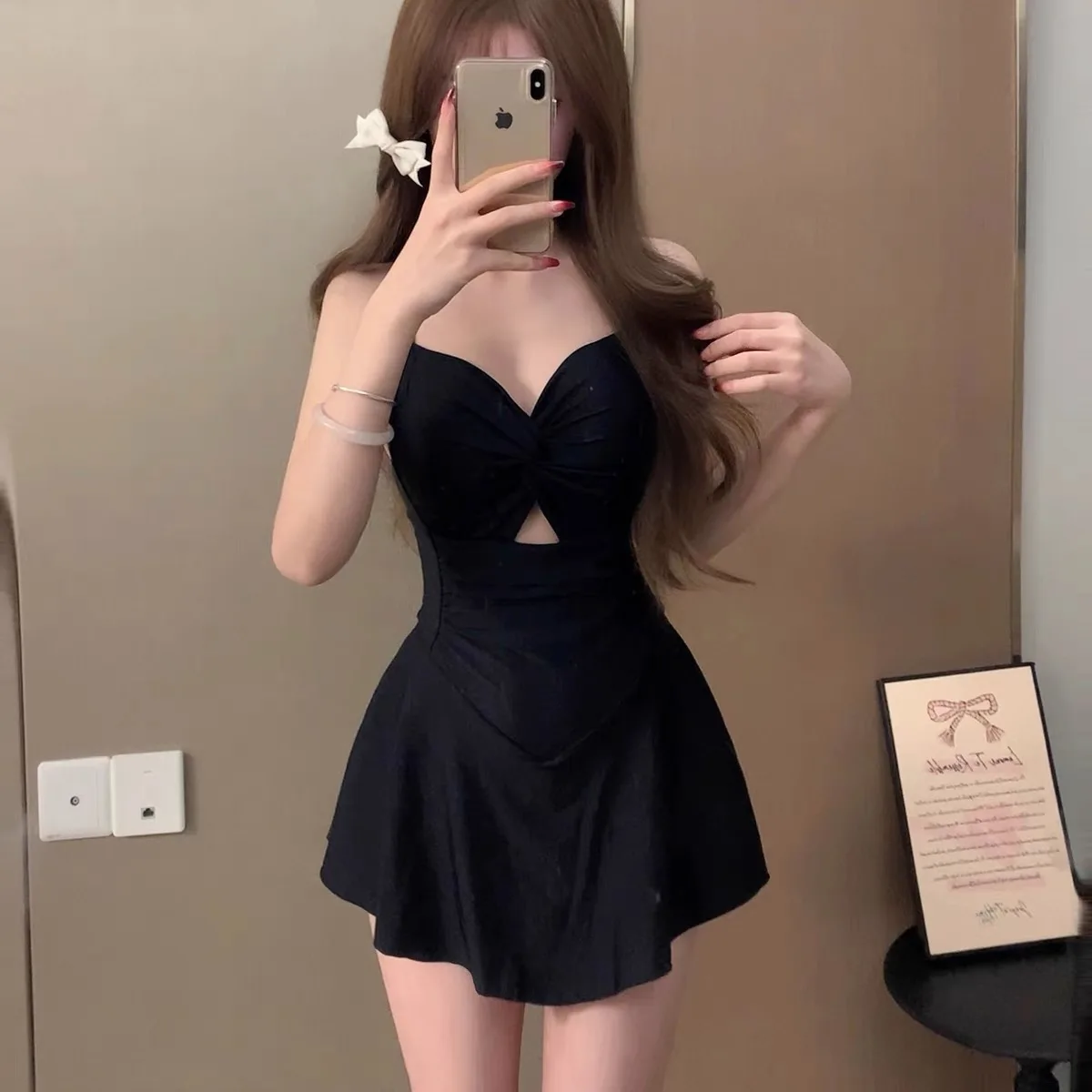 

Qardeisy2025 New Beautiful One-Piece Swimsuit for Women High-End Sensation Meat Covering Slimming Micro Fat Girl Skirt Sle