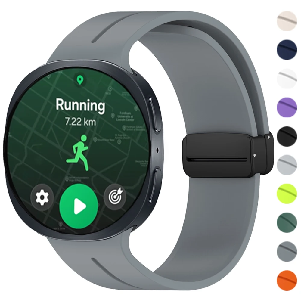 Silicone Strap For Samsung Galaxy Watch 9 8 44mm 40mm Sport Band For Galaxy Watch 8Classic 46mm Magnetic Folding Buckle Bracelet