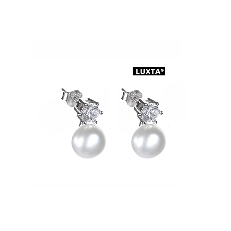 Luxta S925 Silver Natural Pearl Men's Earrings Diamond Hip Hop Zircon Combination Trendy Ins Ear Jewelry Fashion Accessories