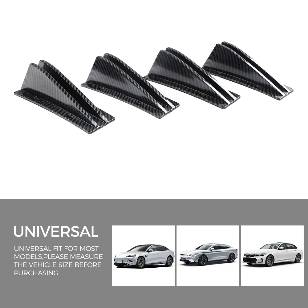 NEW 4pc Universal Car Rear Bumper Strip Lip Spoiler Diffuser Splitter Body Bumper Astern protection for Curved Mounting Surface