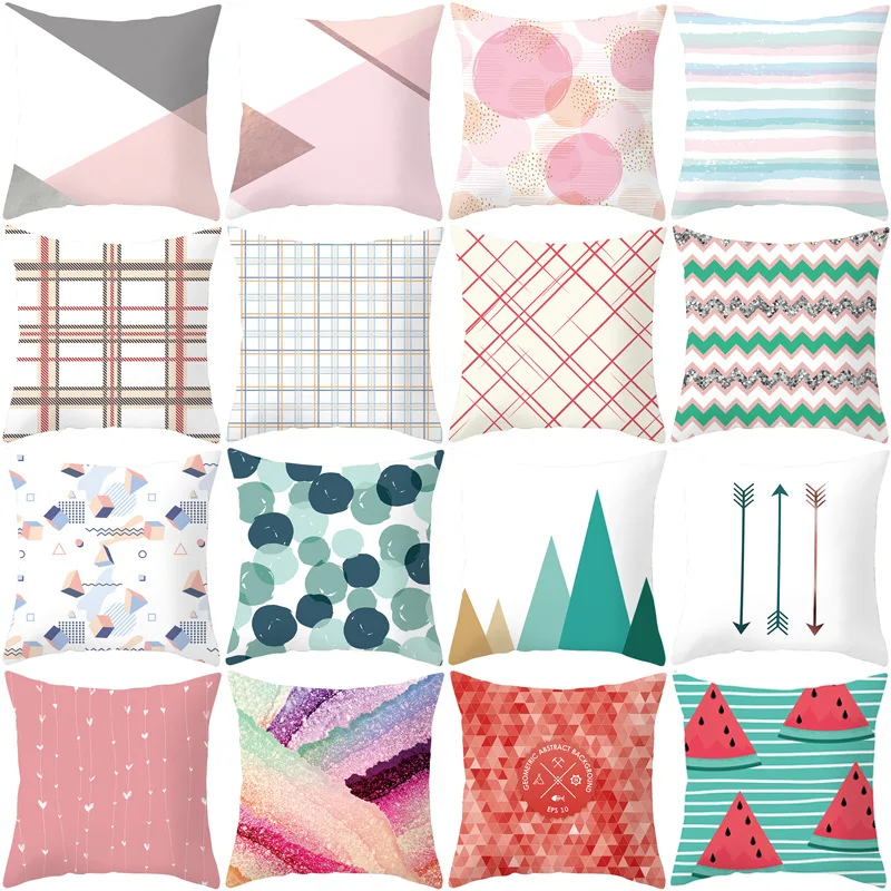 Funda de cojín geométrica, funda de almohada de poliéster de 45x45cm, cojines decorativos para sofá, funda de almohada, fundas de almohada decorativas para el hogar