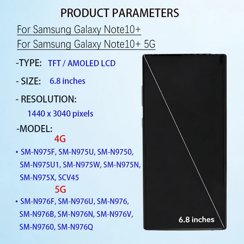 10+ AMOLED LCD Touch Screen Digitizer For Samsung Galaxy Note10 Plus 4G 5G Display Assembly Replacement Repair Spare Phone Parts