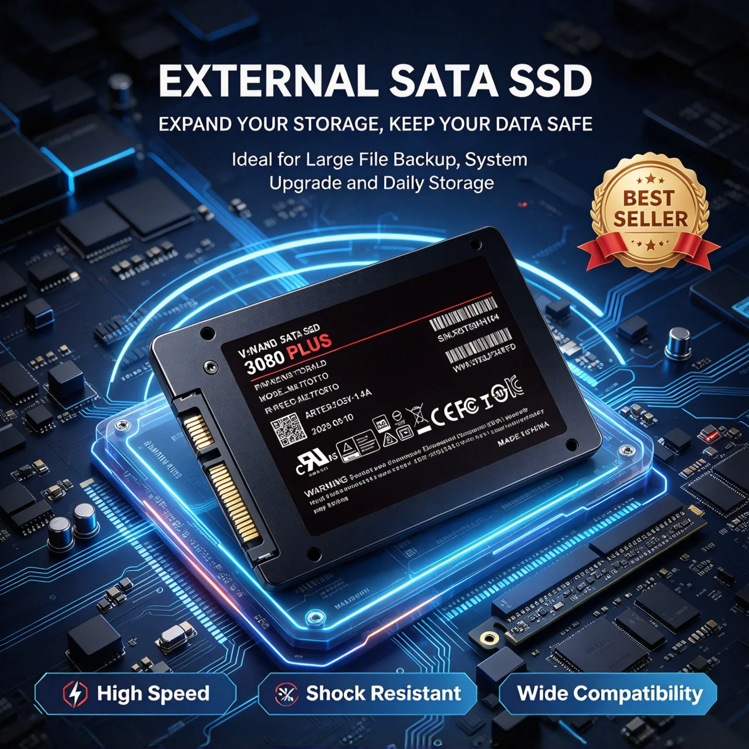 SATA3 2.5-Inch Internal SSD 3080 PLUS, 500GB/1TB/2TB/4TB, Solid State Disk, HDD Hard Drive, Microcomputer, Desktop, Laptop.