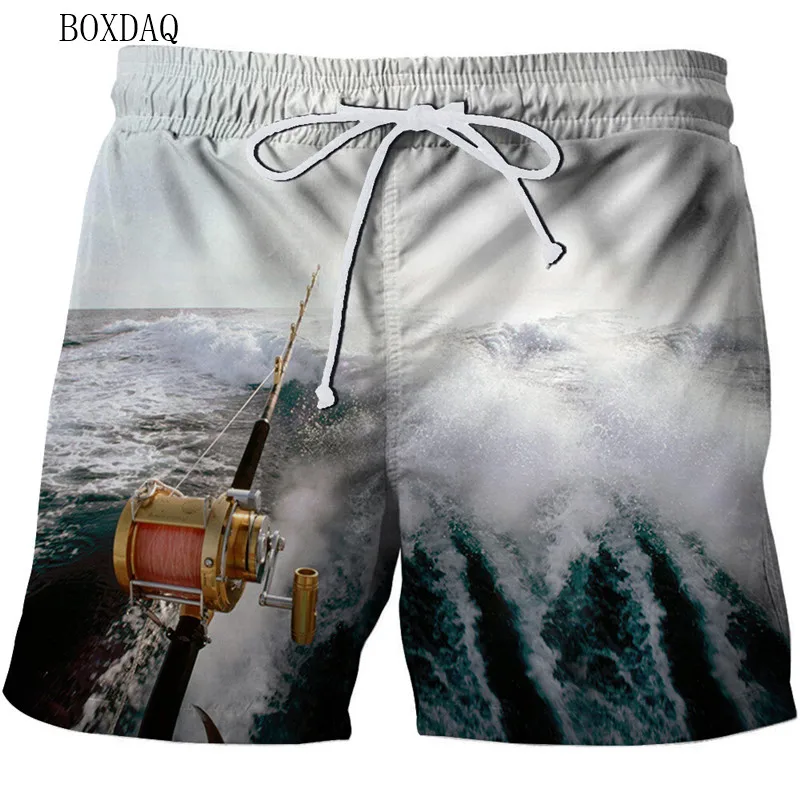 Beach Casual Men\'s Shorts Fashion 3d Printed Fishing Style Man Shorts Summer Swimming 6XL Plus Size Man Clothing Shorts