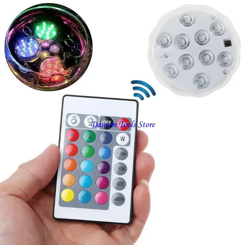 Luz LED sumergible 57BE con control remoto RGB RGB multicolor 10 led L Led L