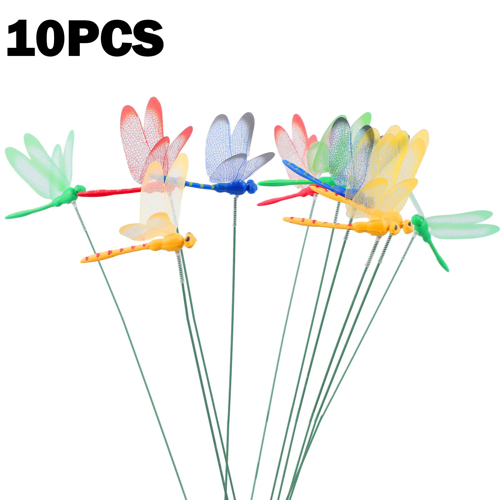 10PCS Dragonfly Stakes For Outdoor Garden Yard Flower Bed Pot Decoration Indoor Vase Arrangement And Visual Learning Aid