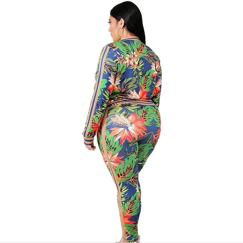 XL-5XL Fall Outfits Plus Size Sweatsuit for Women Clothing Tracksuit Two Piece Sets Sport Print Female Pant Suits Dropshipping