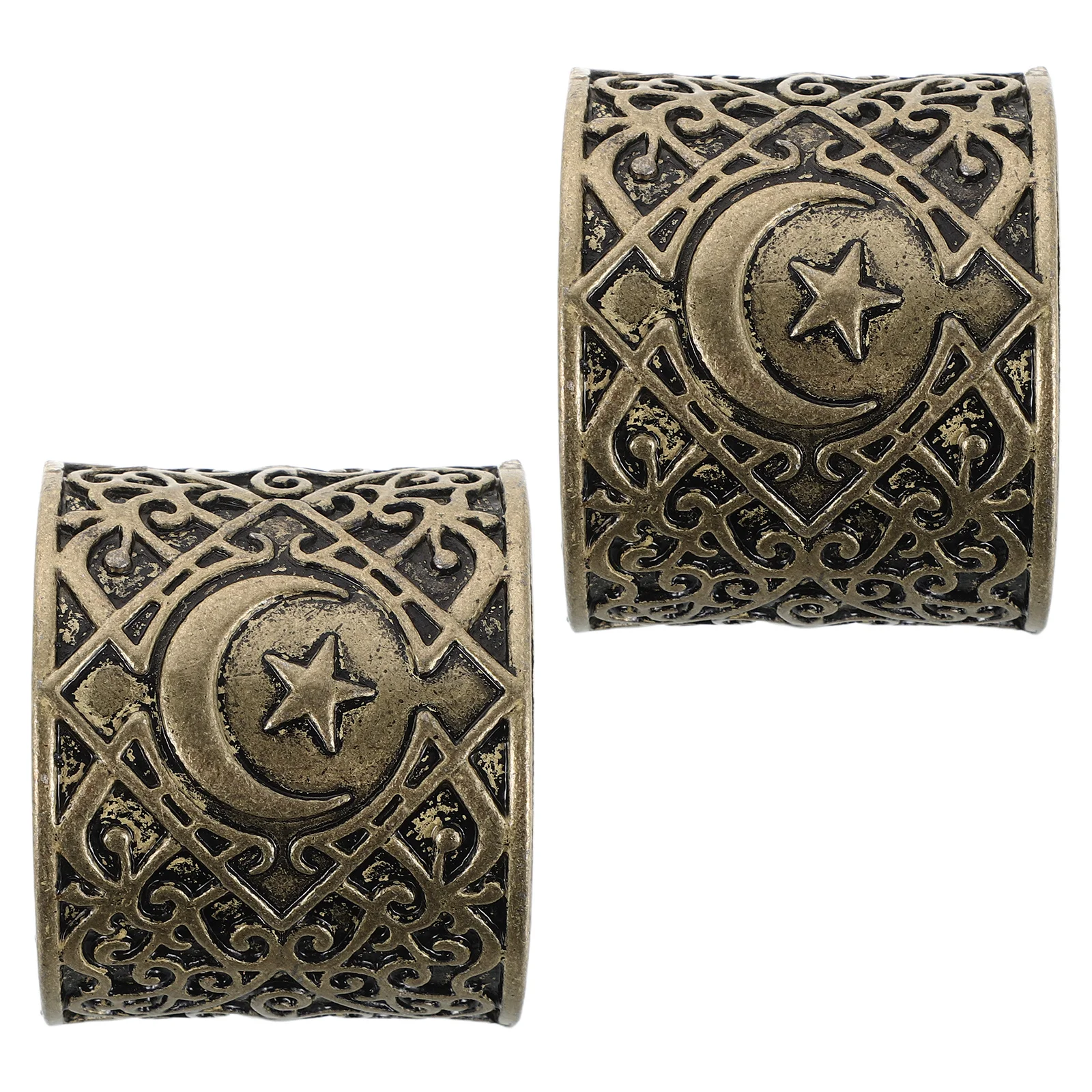 

2Pcs Napkin Rings Gold Alloy Middle Eastern Design Eid Mubarak Table Decor Ramadan Dinner Party Reusable Metal Napkin Holders