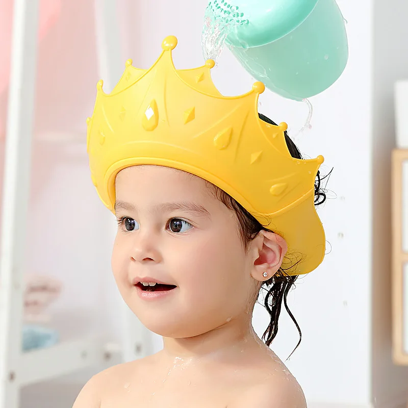 Baby Shower Waterproof Hat Adjustable Shampoo Cap Crown Shape Hair Protection Baby Ear Protection Safety Kids Shower Head Cover