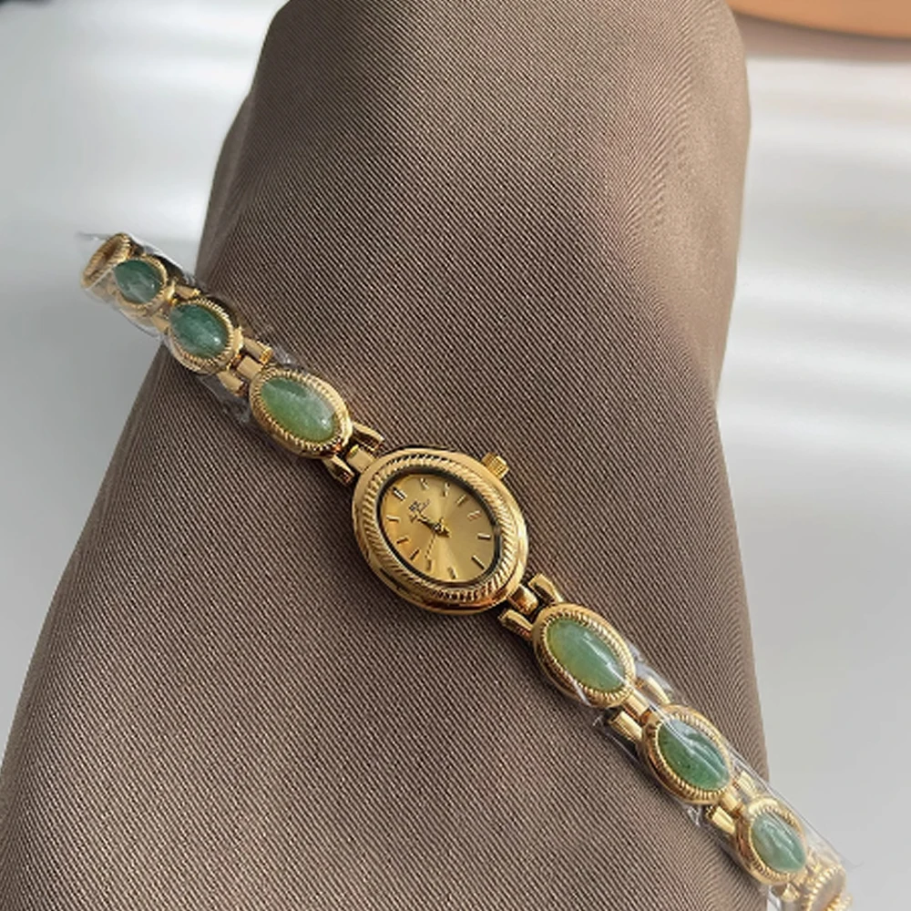 Fashion temperament minimalist luxury disc all in one jade bracelet with quartz women's watch