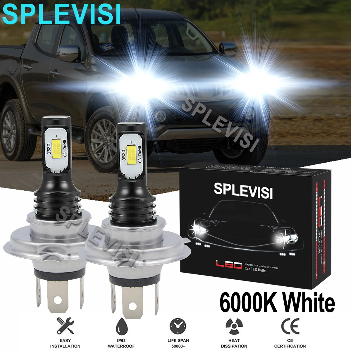 

2x70W White Car LED Headlight Hi/Low Beam Bulbs 6000K For Mitsubishi Triton MN 200-2015 Mitsubishi Mirage 1997 1998 1999-2019