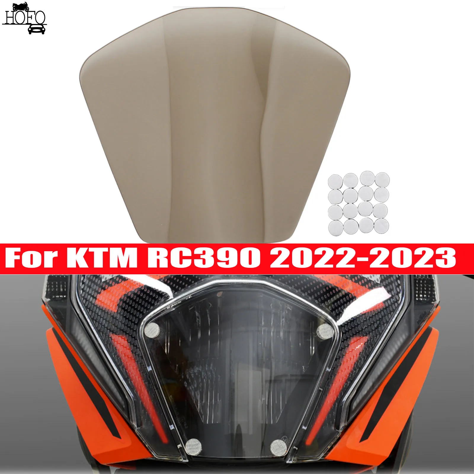 

1×Motorcycle Headlight Guard Shield Screen Lens Cover For KTM RC390 2022-2023