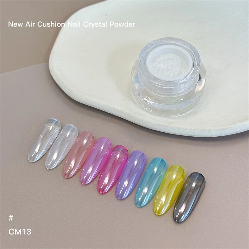 HNDO New Jar Clear Pearl Powder Rubbing Chrome Dust Bright Shiny Effect for Nail Art Design Manicure Aurora Glitter Pigment