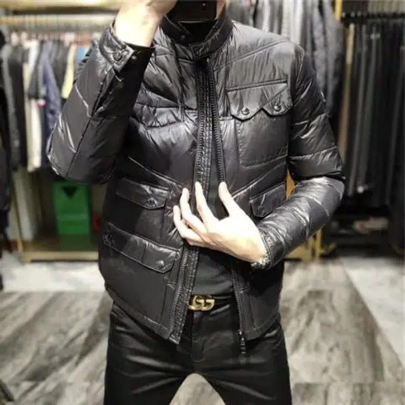 

Men's Lightweight Cotton Jaet Stand Collar ort Sle Multi ket Faionable Youth ulari Stand Fit Casual Wear