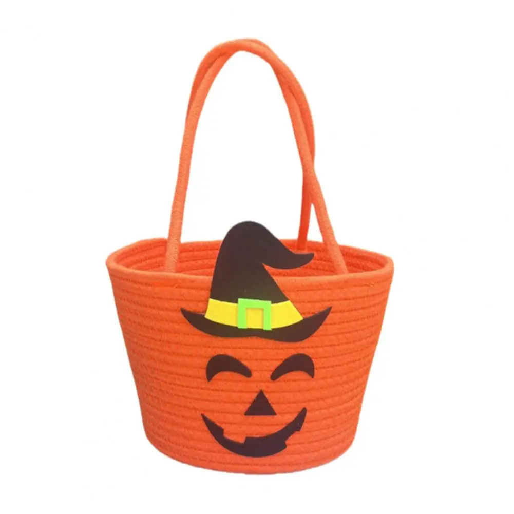Cesta de dulces de Halloween para niños, cesta de almacenamiento de bolsas de dulces de Halloween con asa, Cubo de calabaza no tejido