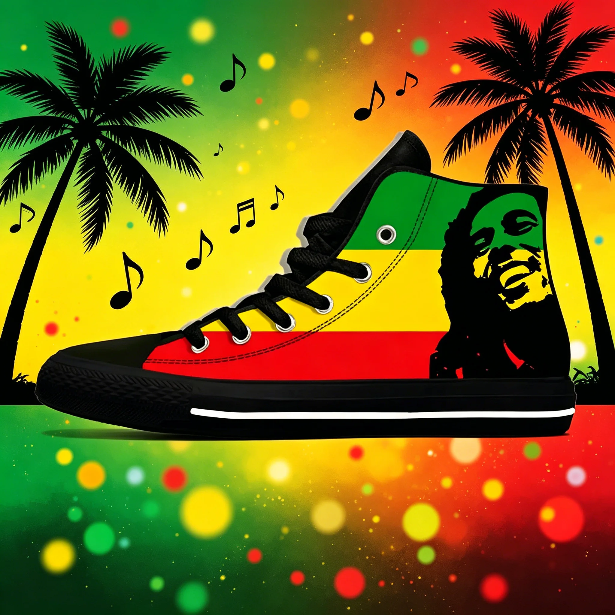 

Bob Marley Minimalist High Top Casual Shoes Classic Reggae Logo Print Lightweight Unisex Daily Sneakers