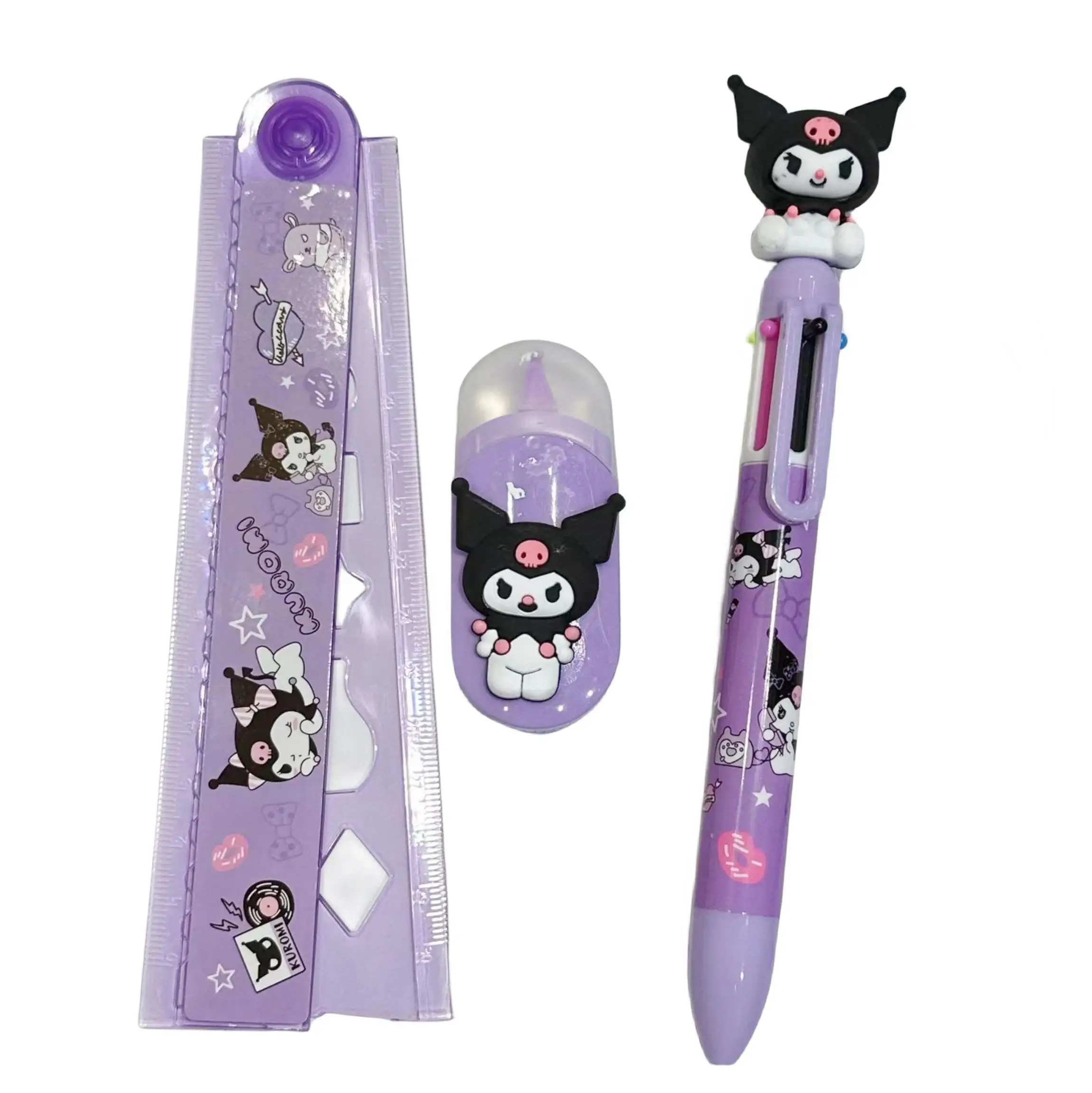 Cartoon Sanrio Hellokittys My Melody Multi-Color penna correzione righello Set carino studente cancelleria Kuromi manuale Set di cancelleria