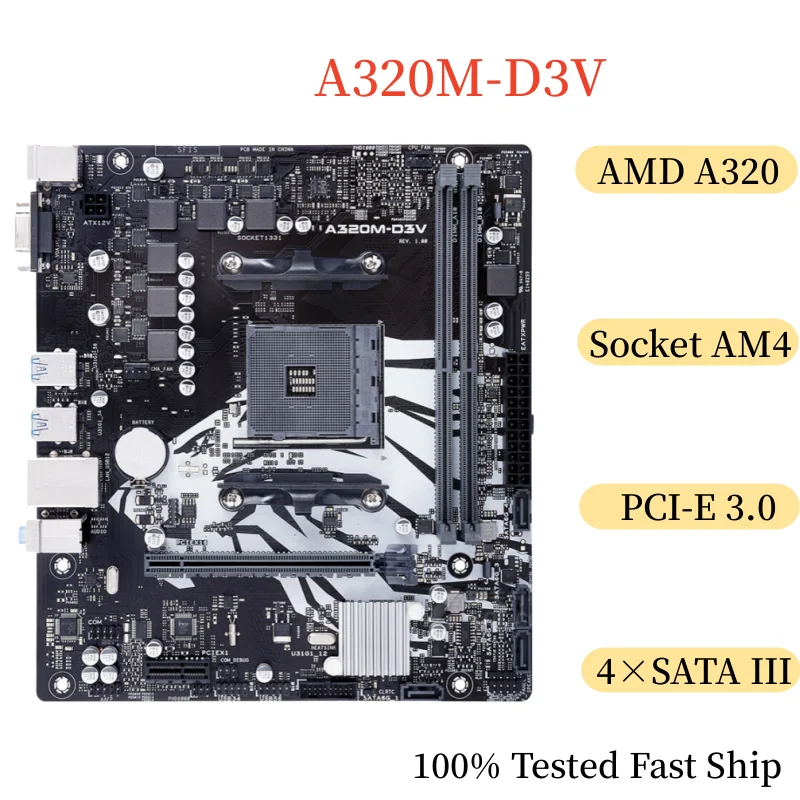 

For ASUS A320M-D3V Motherboard Socket AM4 DDR4 Micro ATX Mainboard 100% Tested Fast Ship