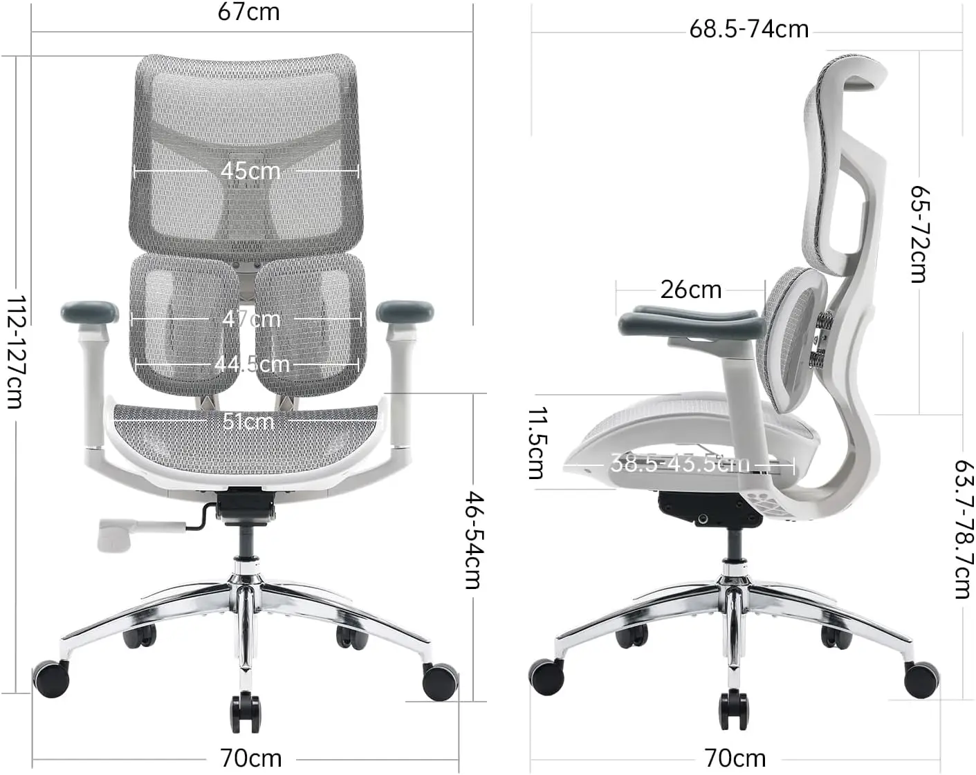 SIHOO-Cadeira ergonômica de escritório com suporte lombar dinâmico duplo, encosto ajustável de 5 níveis, braços coordenados 4D, Doro S100