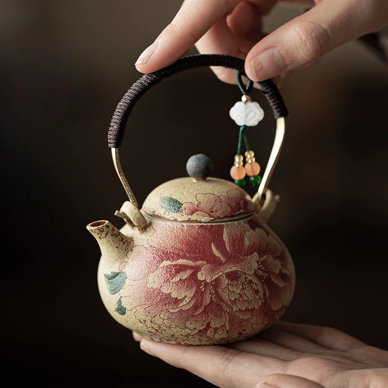 

Сине-белый крестообразный красный керамический горшок, национальный цвет и натуральный аромат, бытовой фильтр для чайника, один горшок