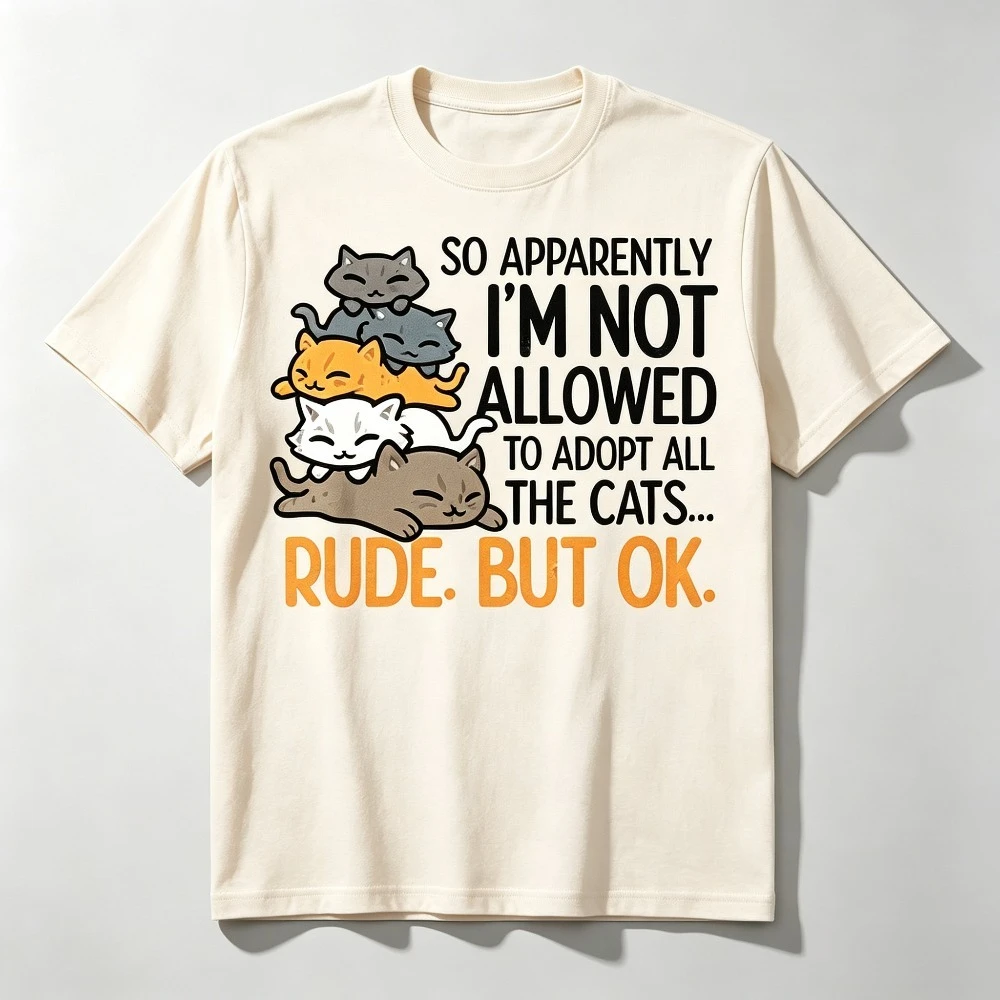 Cute Stacked Kitten Graphic Tee Funny Cat Owner Sarcastic Short Sleeve Top