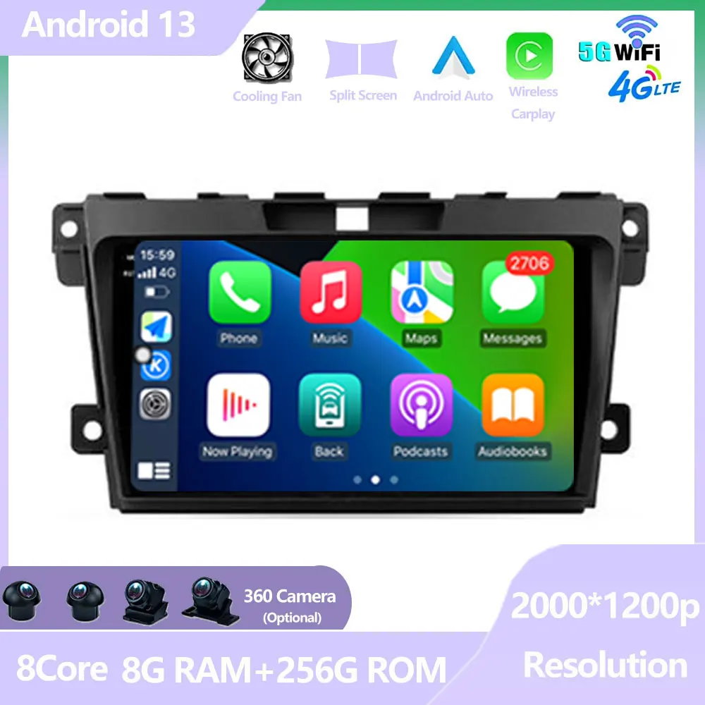 

Автомагнитола для Mazda CX7 2008-2012, Android 13, автомобильный мультимедийный плеер с GPS-Навигатором, экран Carplay DSP, стерео, 4G LET, GPS, 2din