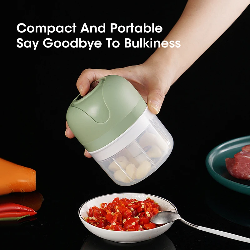 Cordless Electric Garlic Pounding Machine Multifunctional Garlic Vegetable Pepper Grinder USB Rechargeable Long Battery Life
