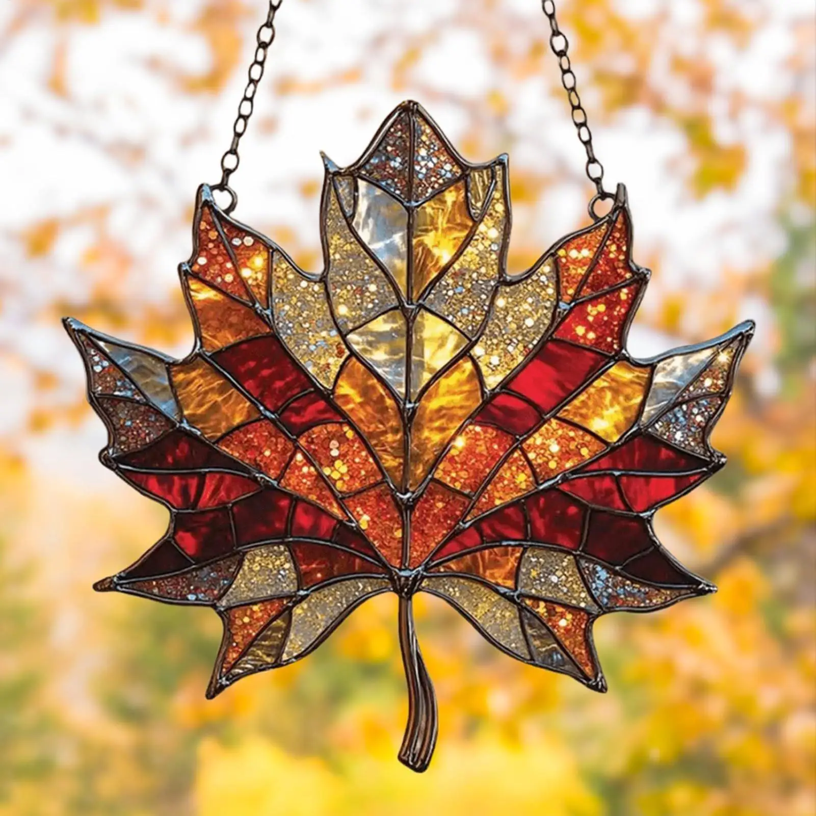 2D Herbst Ahorn Blätter Acryl Anhänger Licht Fänger Für Fenster Sun Catcher Ästhetische Wand Handwerk Anhänger Für Garten Schlafzimmer