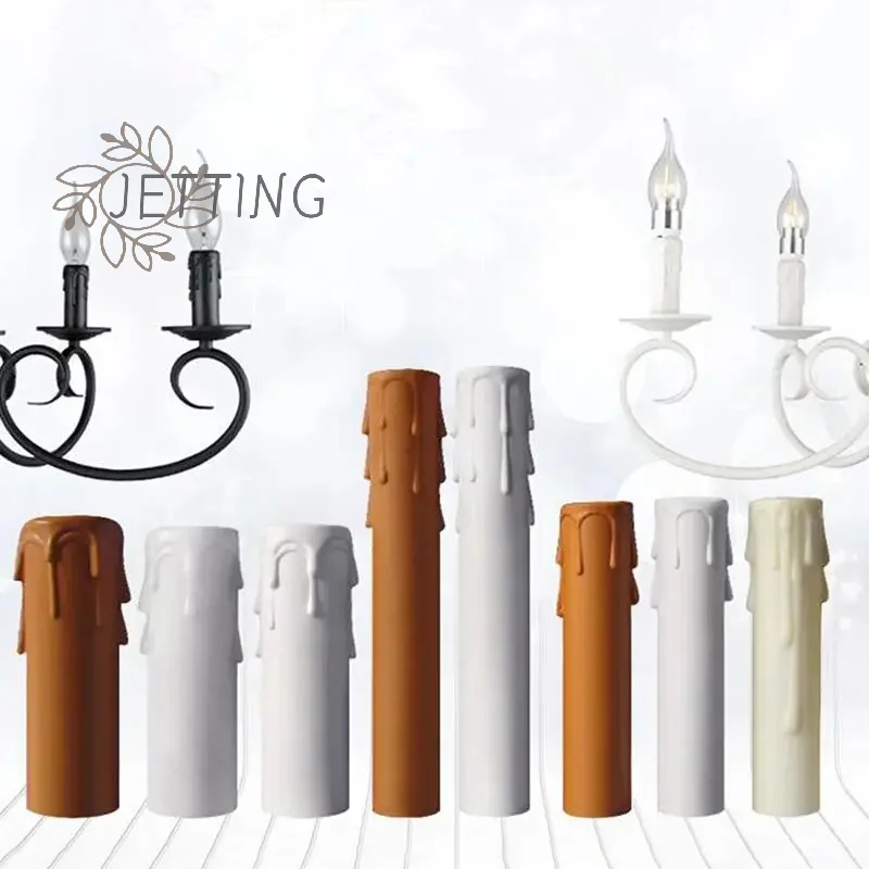 10pcs Candle Light Socket Covers E14 Candle Covers Sleeves Flame Retardant Vintage Style For Hotel Dining Room