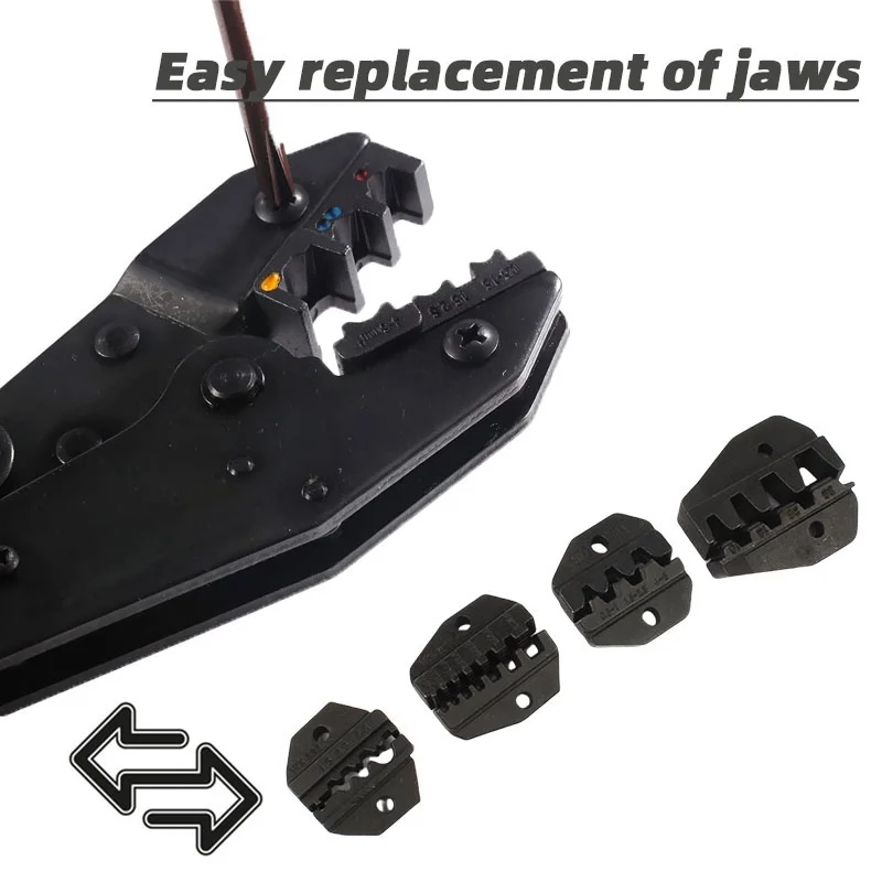 Ratchet Wire Crimping Tool Kit - Interchangeable Sets for Insulated & Non-Insulated Terminals, Electric Cable Crimper with Ergon