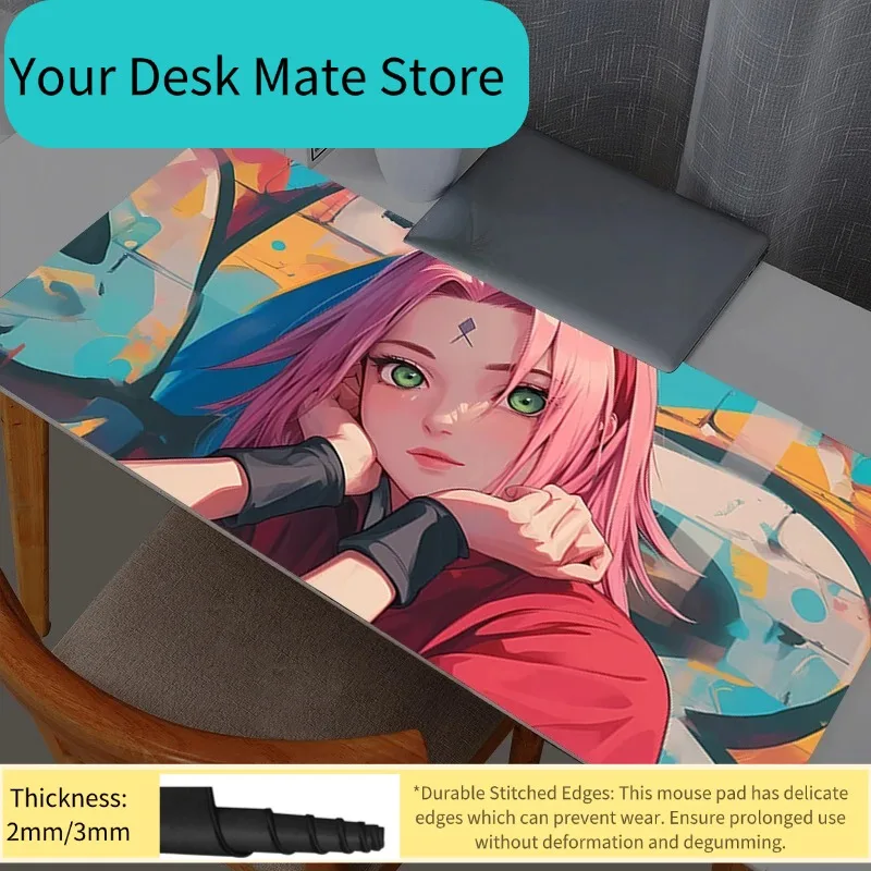 Naruto Sakura Haruno Mouse Pad Anime Mouse Pads Gaming Accessories Mousepad Gamer PC Completo Computer Keyboard Desk Mat Varmilo