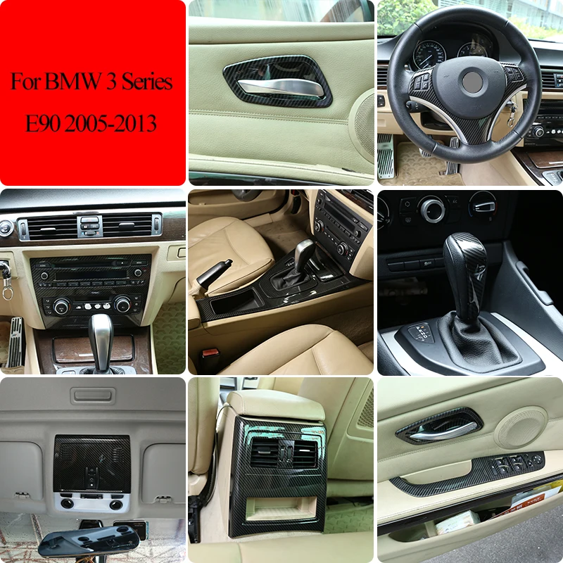 

Carbon Fiber ABS Plastic Car Interior Full Kit Set Stickers For BMW 3 Series E90 2005-2012 Accessories
