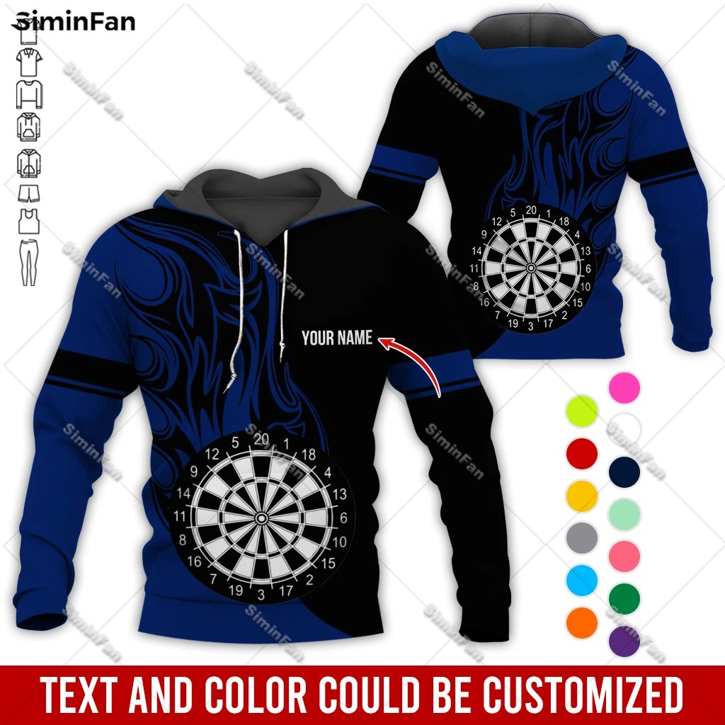 Custom Name Darts Flame Colorful Mens Hoodie 3D Printed Male Pullover Coats Hooded Jacket Unisex Long Sleeve Shirt Female Top-8