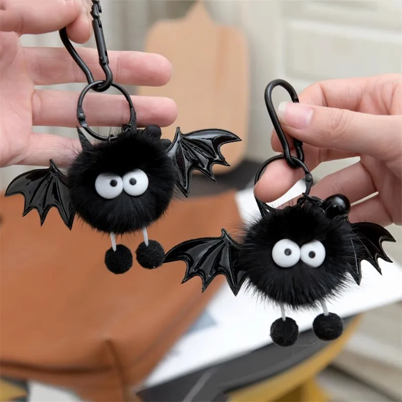 New Little Devil Plush Keychain Women's Bag Pendant Car Interior Decoration Fluffy Stuffed Toys Halloween Room Ornament Prank