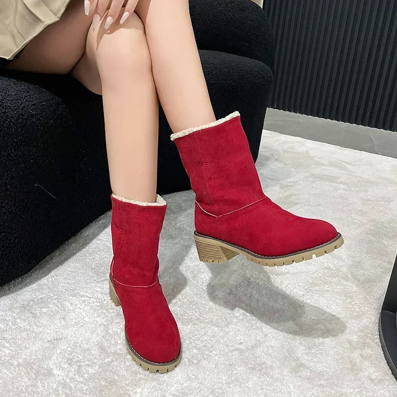 Winter Women's Snow Boots 2023 Turned-over Edge Female Shoes Ladies Cotton Fur Ankle Boots Casual Warm Women Mid Booties Botas