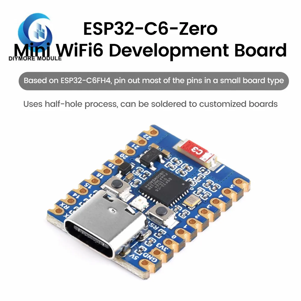 Imagem -04 - Mini Development Board Wifi Módulo bt Modo Dual Comunicação Board Flash 4mb Esp32-c6-zero