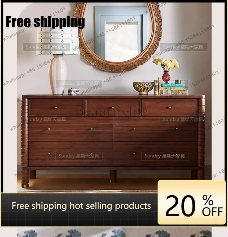 Factory Direct Antique Drawer Seven Drawers Nordic Vintage Master Bedroom Bedside Locker