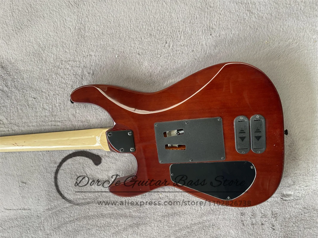 Red Brown electric Guitar Mahogany Body Vibrato Bridge Black Tuner 18V battery Rose Wood fingerboard PC Guitar